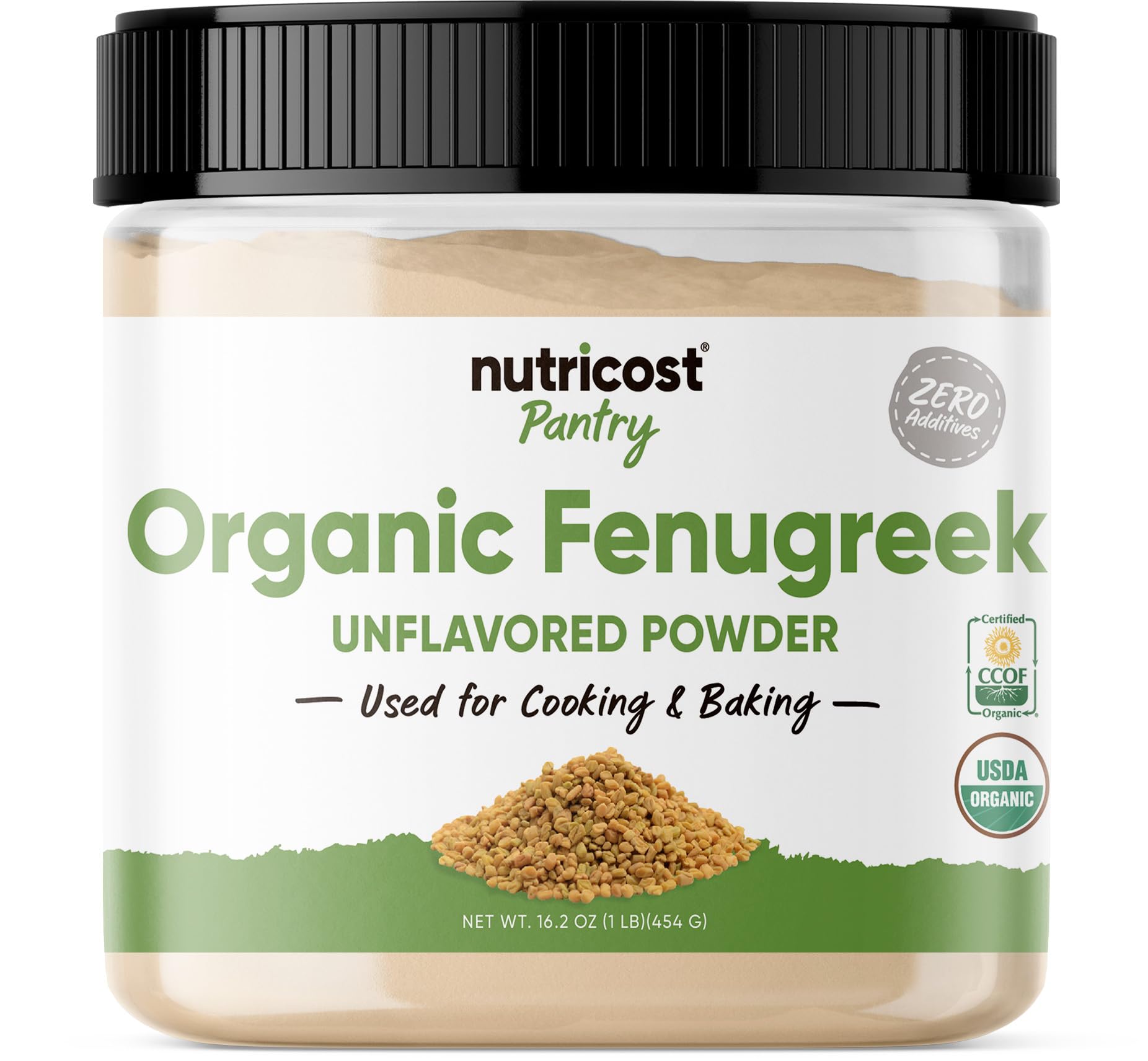 Nutricost Organic Fenugreek Powder bottle for everyday cooking and flavoring