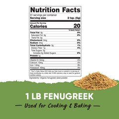 Nutricost fenugreek powder with serving scoop for easy measuring