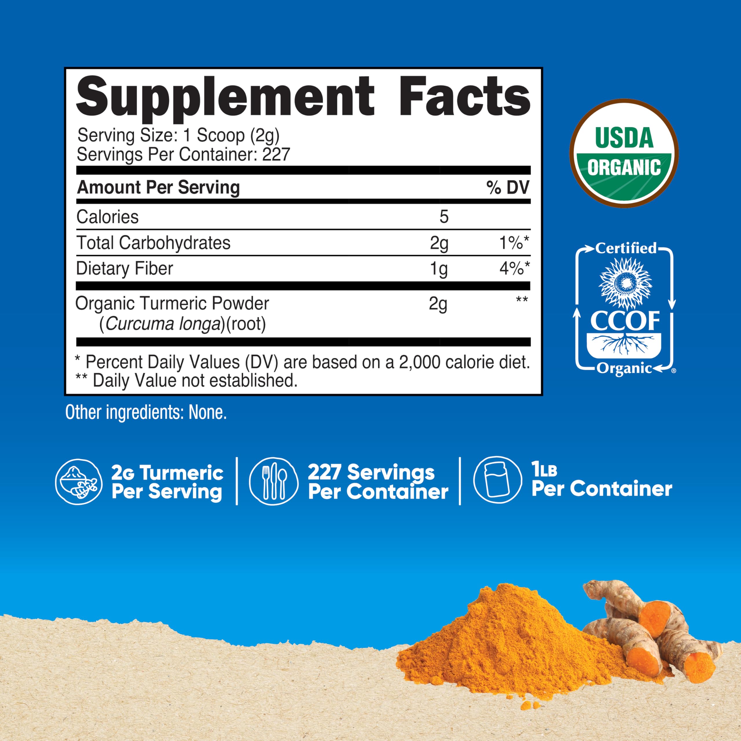 Nutricost turmeric powder on a measuring spoon, ready for smoothies and recipes.