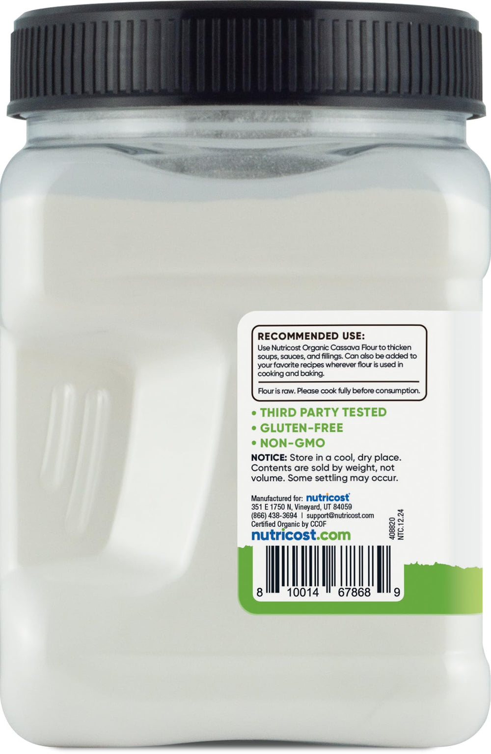 Nutricost Pantry Organic Cassava Flour measuring cup for convenient gluten-free cooking