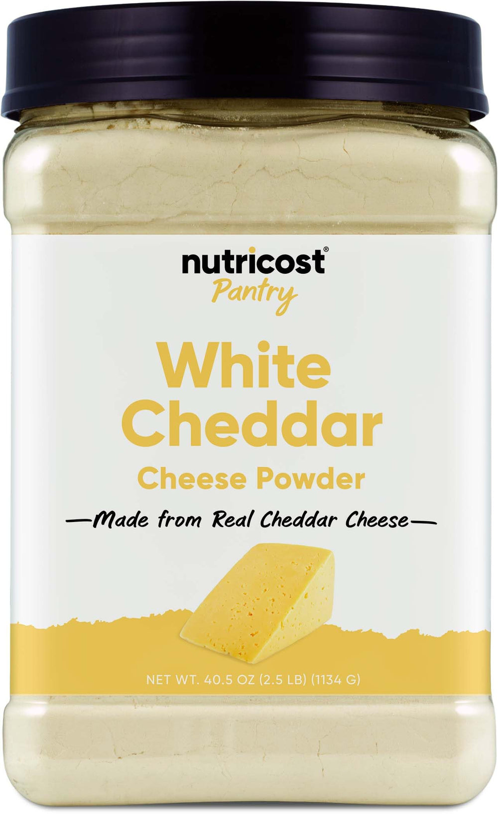 Nutricost Pantry White Cheddar Powder bottle for rich cheese flavor in meals