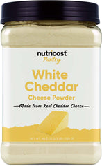 Nutricost Pantry White Cheddar Powder bottle for rich cheese flavor in meals