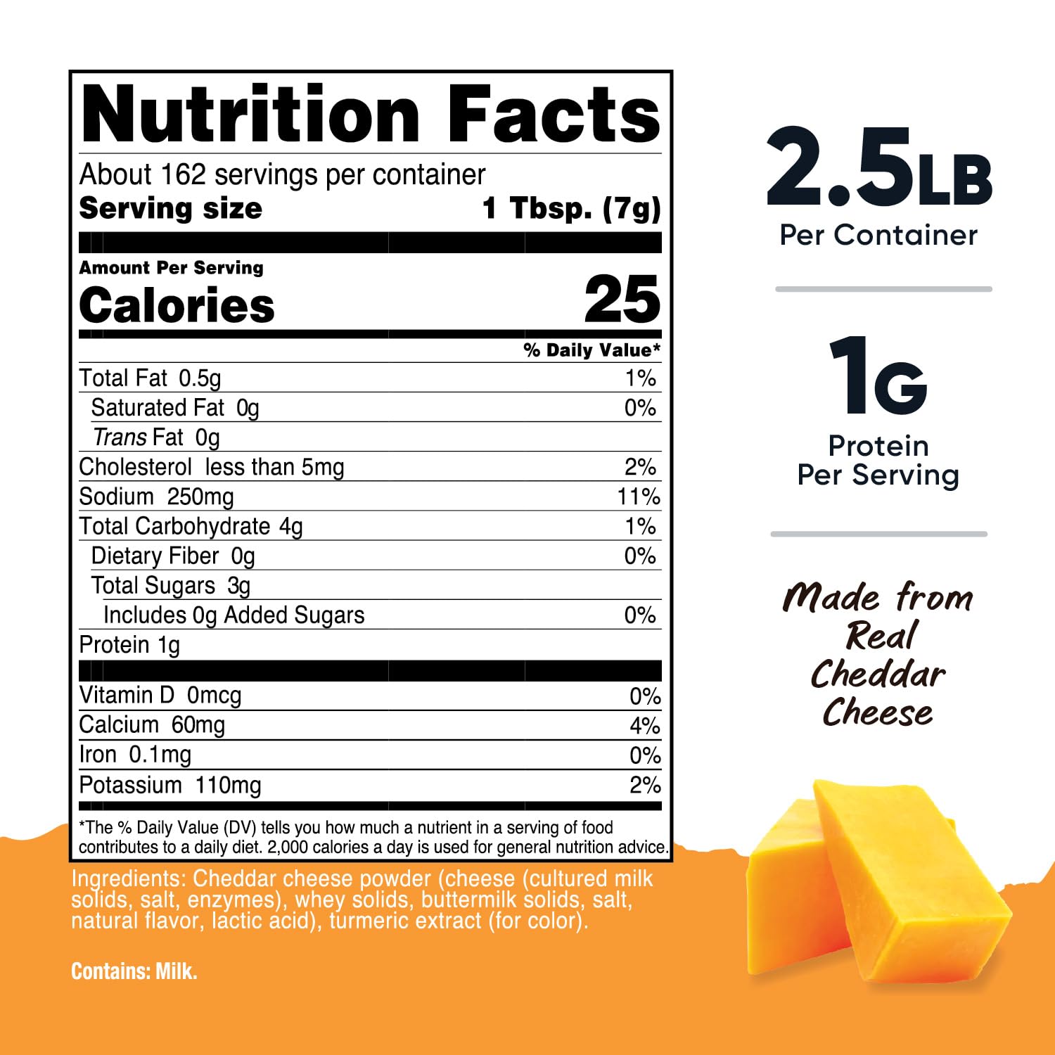 Nutricost Pantry Yellow Cheddar Cheese Powder jar enables quick, even mixing.