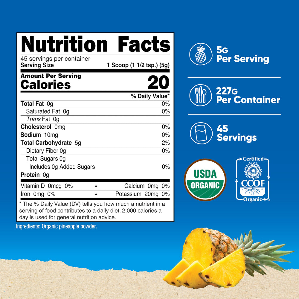 Nutricost Pineapple Powder mixability in a glass demonstrates easy blending.