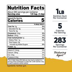 Nutricost Xanthan Gum label close-up highlighting GMO-free and vegan-friendly features.