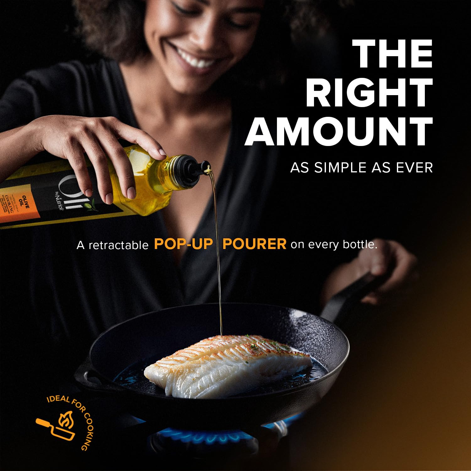 Nutrioli olive oil close-up highlighting golden hue for light sautéing