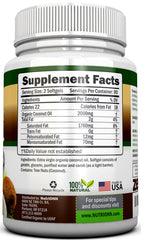 NutriONN coconut oil capsules close-up highlighting softgels and premium quality.