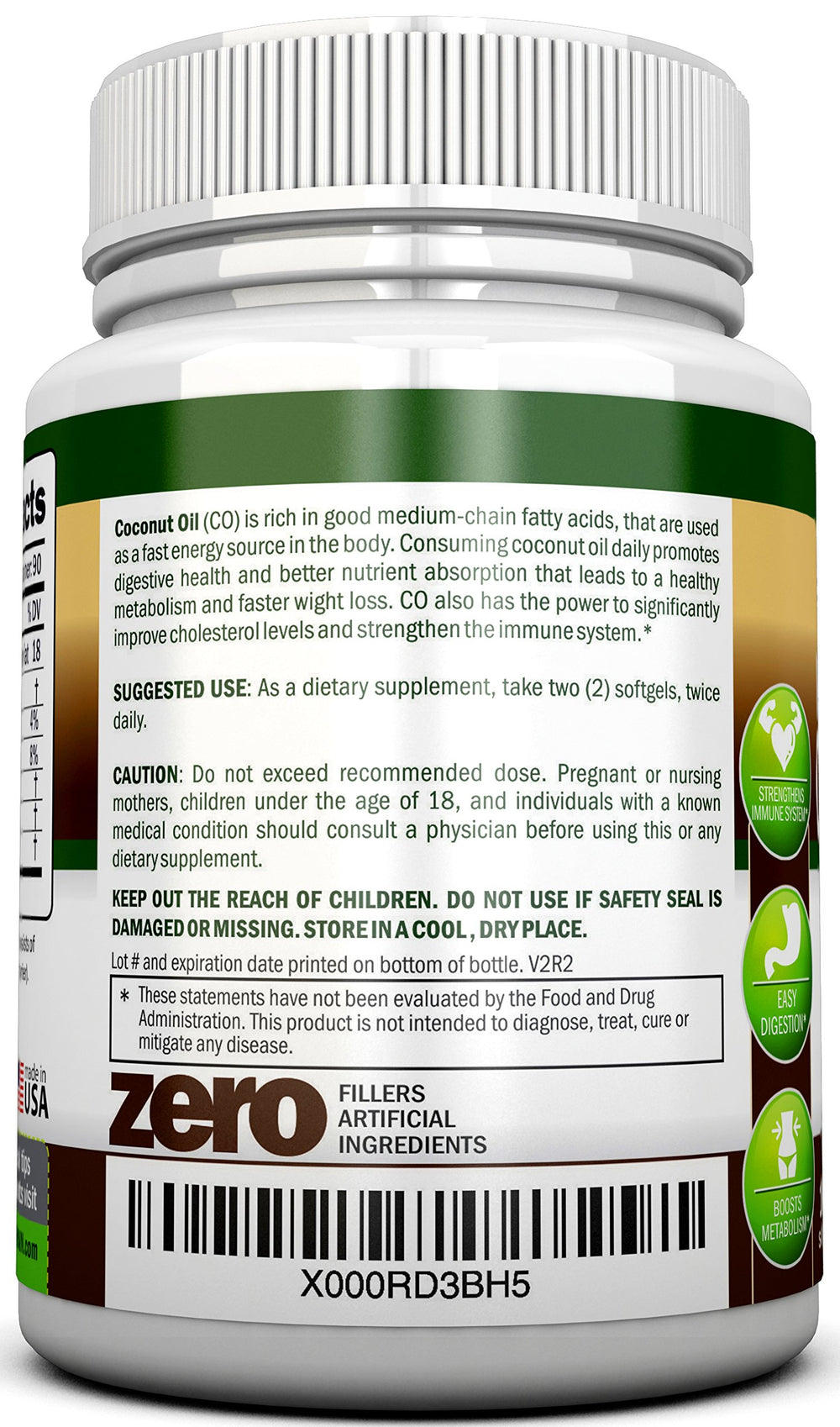NutriONN Organic Extra Virgin label showcasing USDA certification and purity.