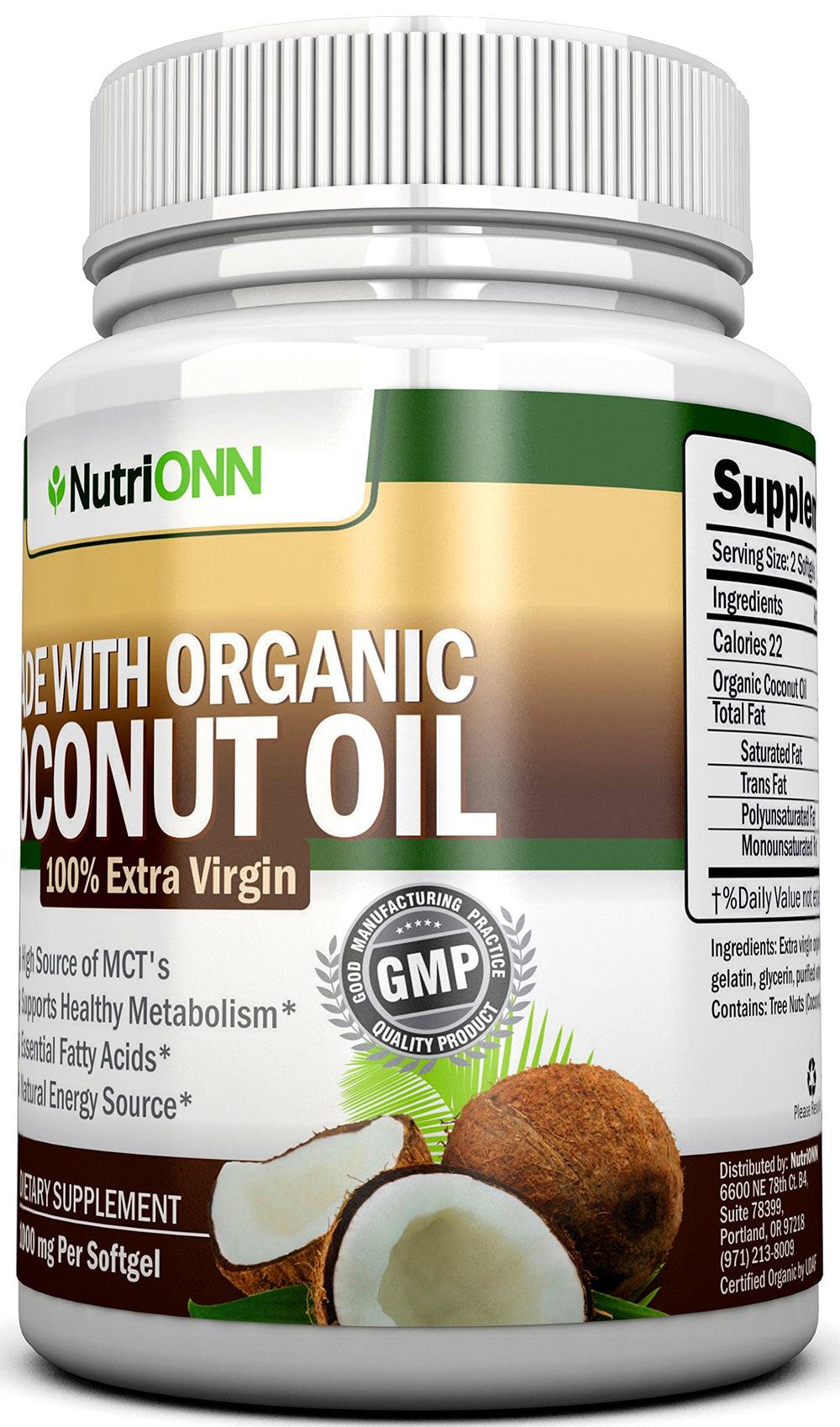 NutriONN bottle against soft lighting suggesting skin and hair wellness benefits.