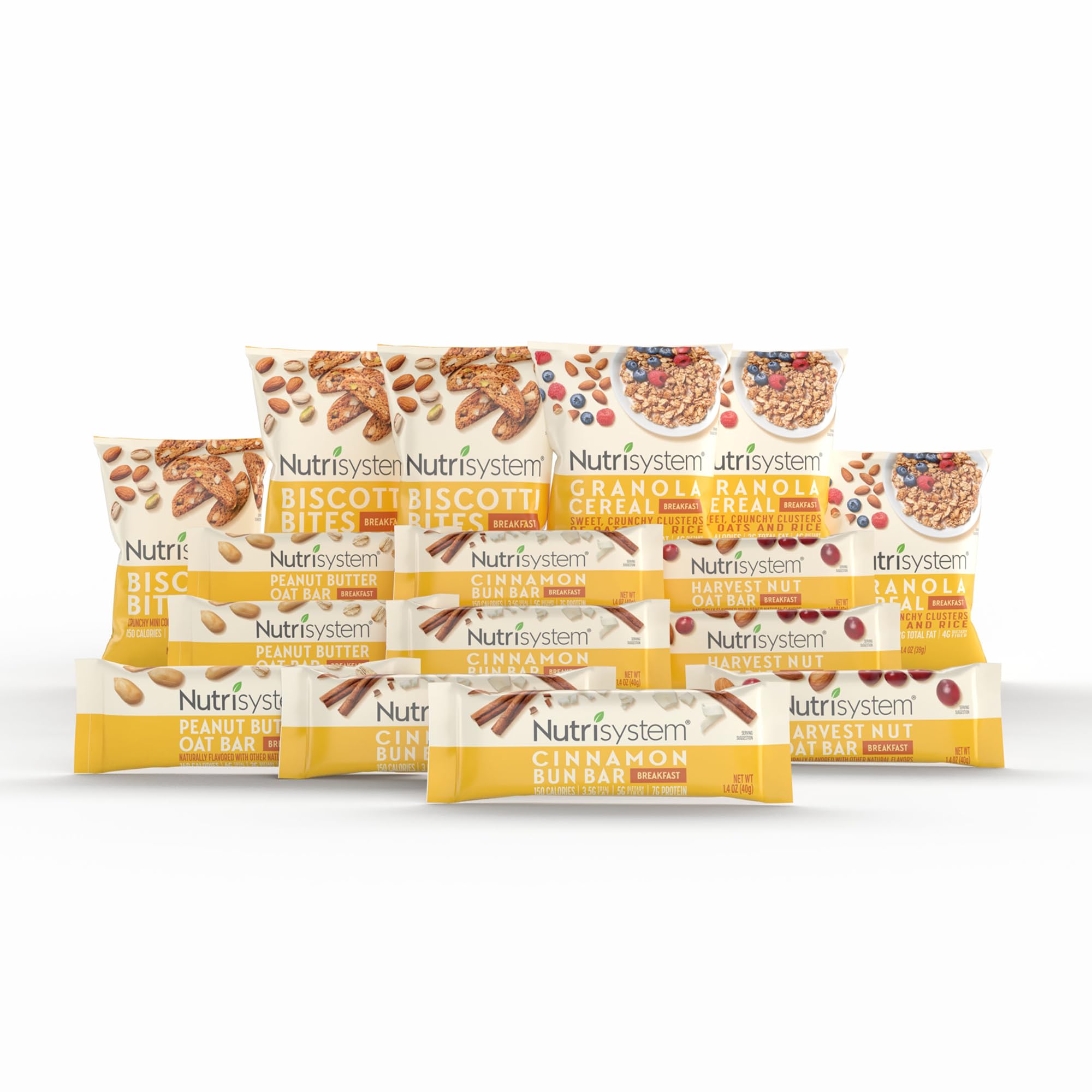 Nutrisystem On-The-Go breakfast assortment packaging for quick, balanced mornings.