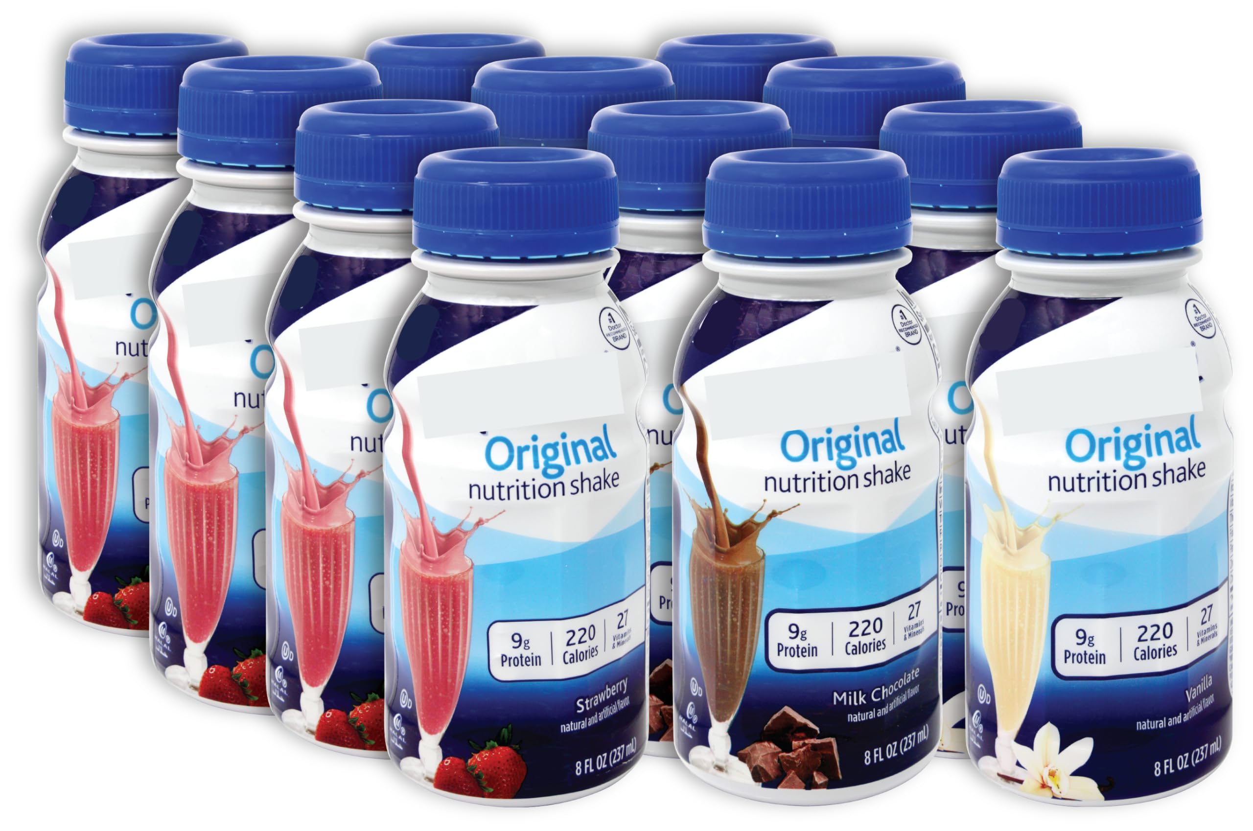Nutrition Shake Original Variety Pack with 12 bottles for convenient, protein-rich meals on the go.