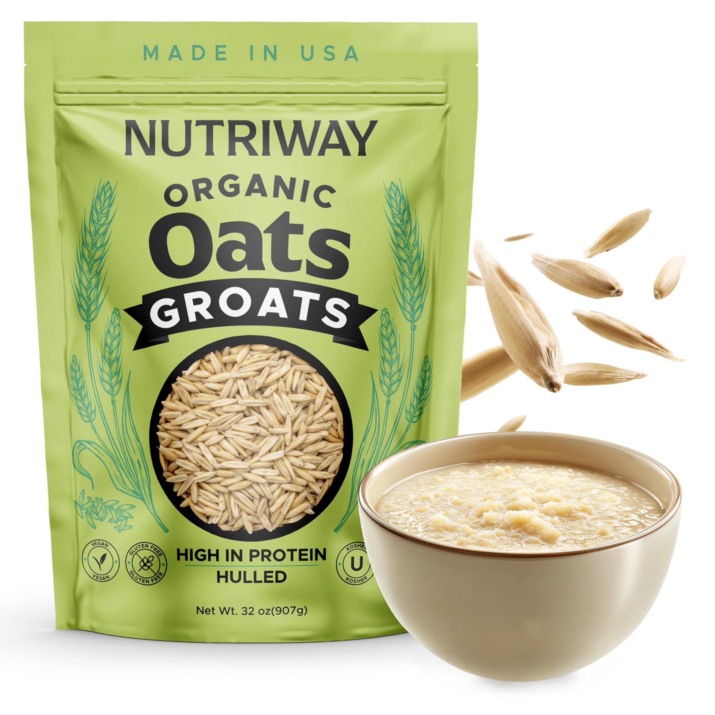 NUTRIWAY Oat Groats cooked close-up showing hearty bite and natural color