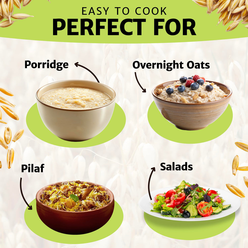 NUTRIWAY Oat Groats soaking in milk overnight for a no-cook breakfast