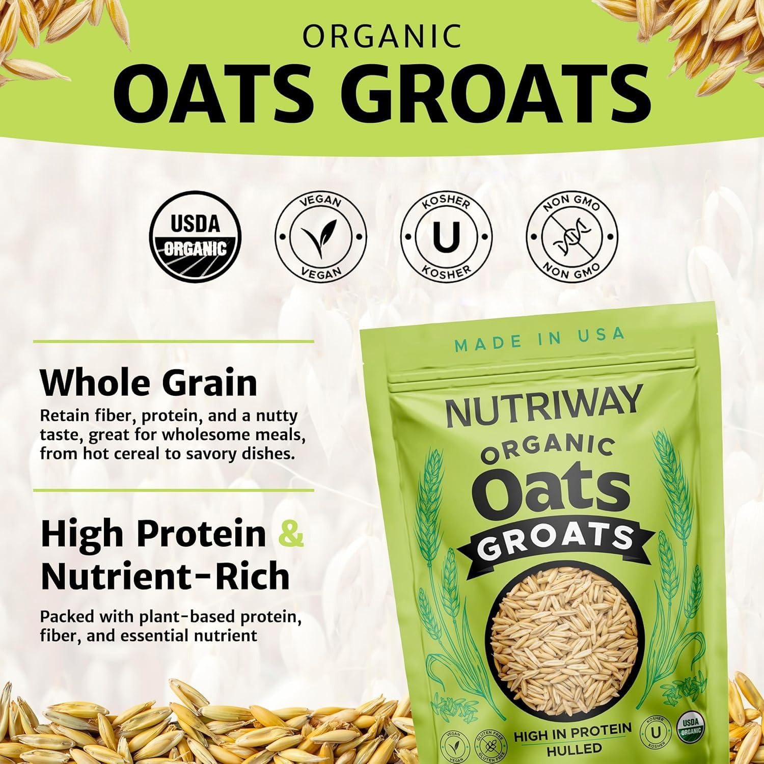 NUTRIWAY Oat Groats simmering on stovetop with nutty aroma and chewy texture