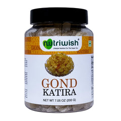 Nutriwish Gond Katira bottle and packaging for purity and freshness in drinks.