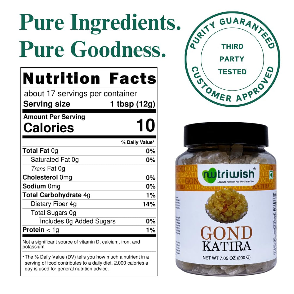 Nutriwish Gond Katira falooda ingredient for cooling summer desserts.