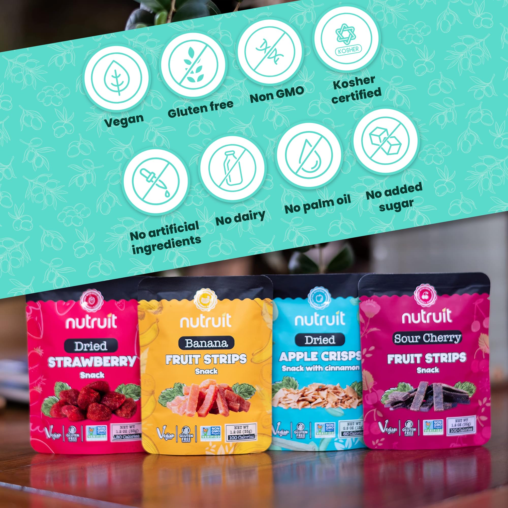 Nutruit pack collection arranged for quick office snacking and sharing.