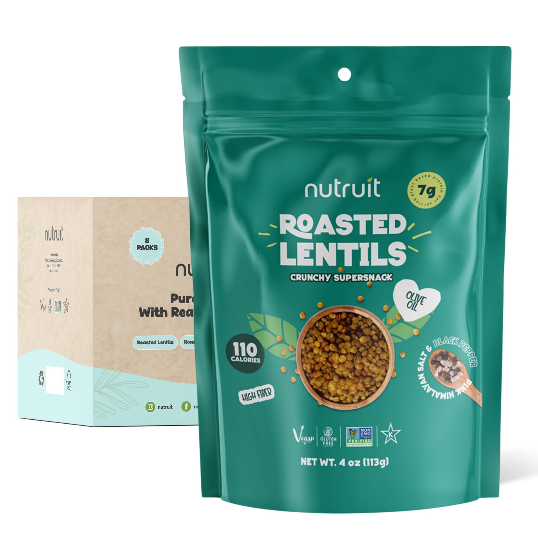 Nutruit lentil snacks with Himalayan Salt & Black Pepper flavor for on-the-go savoriness
