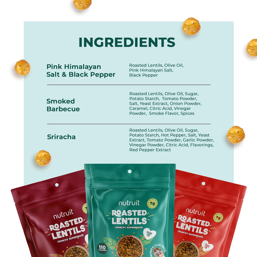 Nutruit lentil snacks on-the-go, perfect for gym or travel.