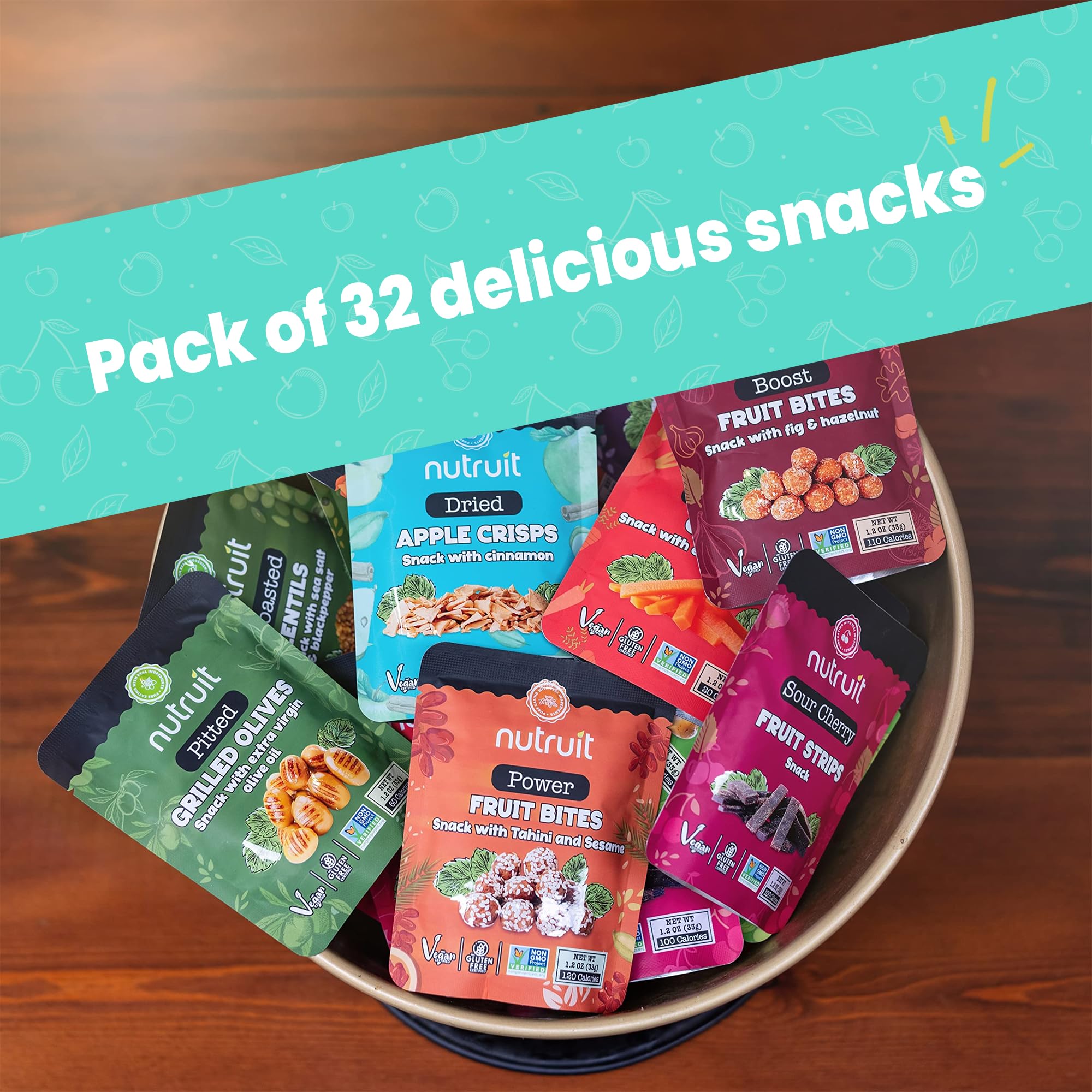 Nutruit snack inside pack shows two units per flavor for freshness.
