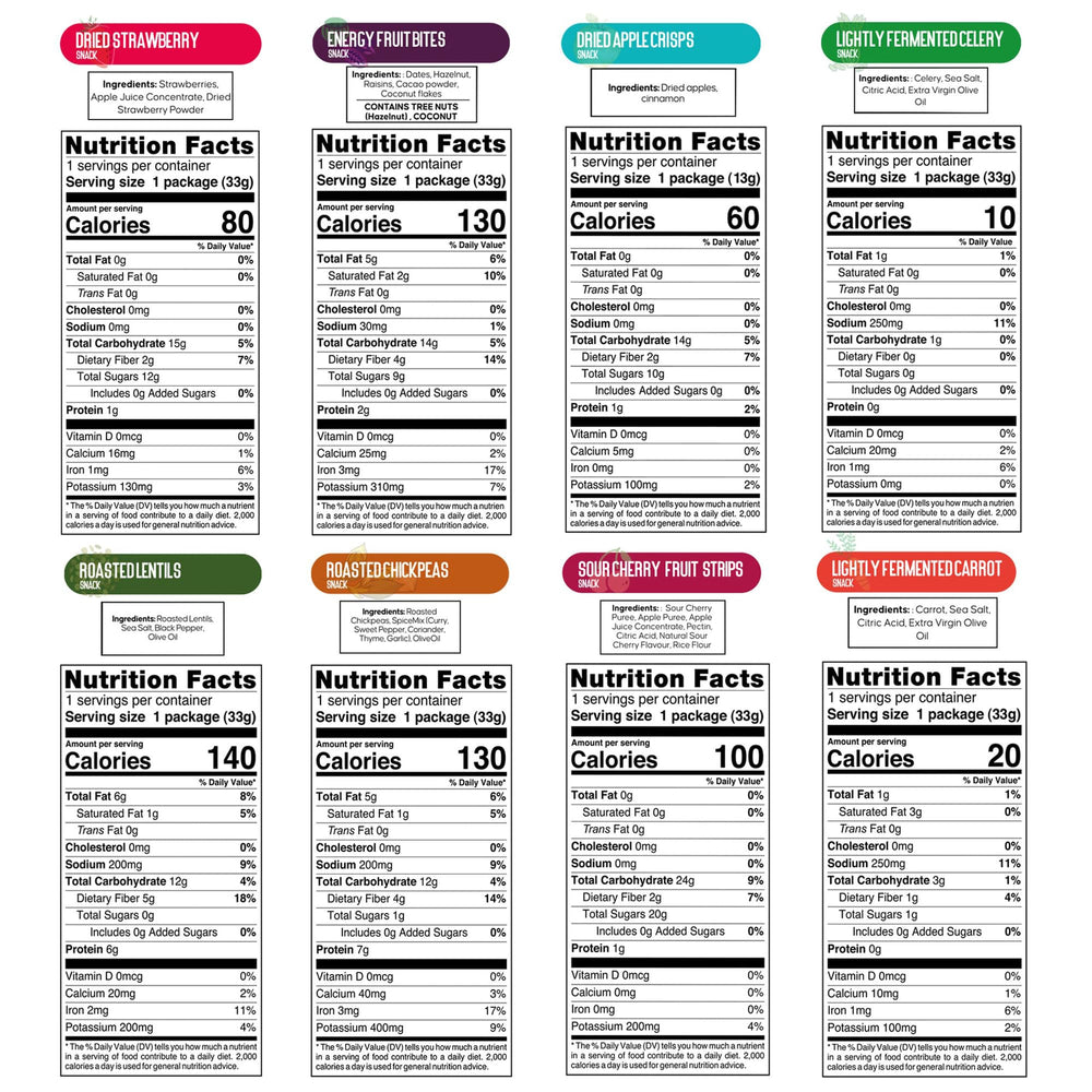Nutruit snacks variety lineup showing multiple flavor options for variety.