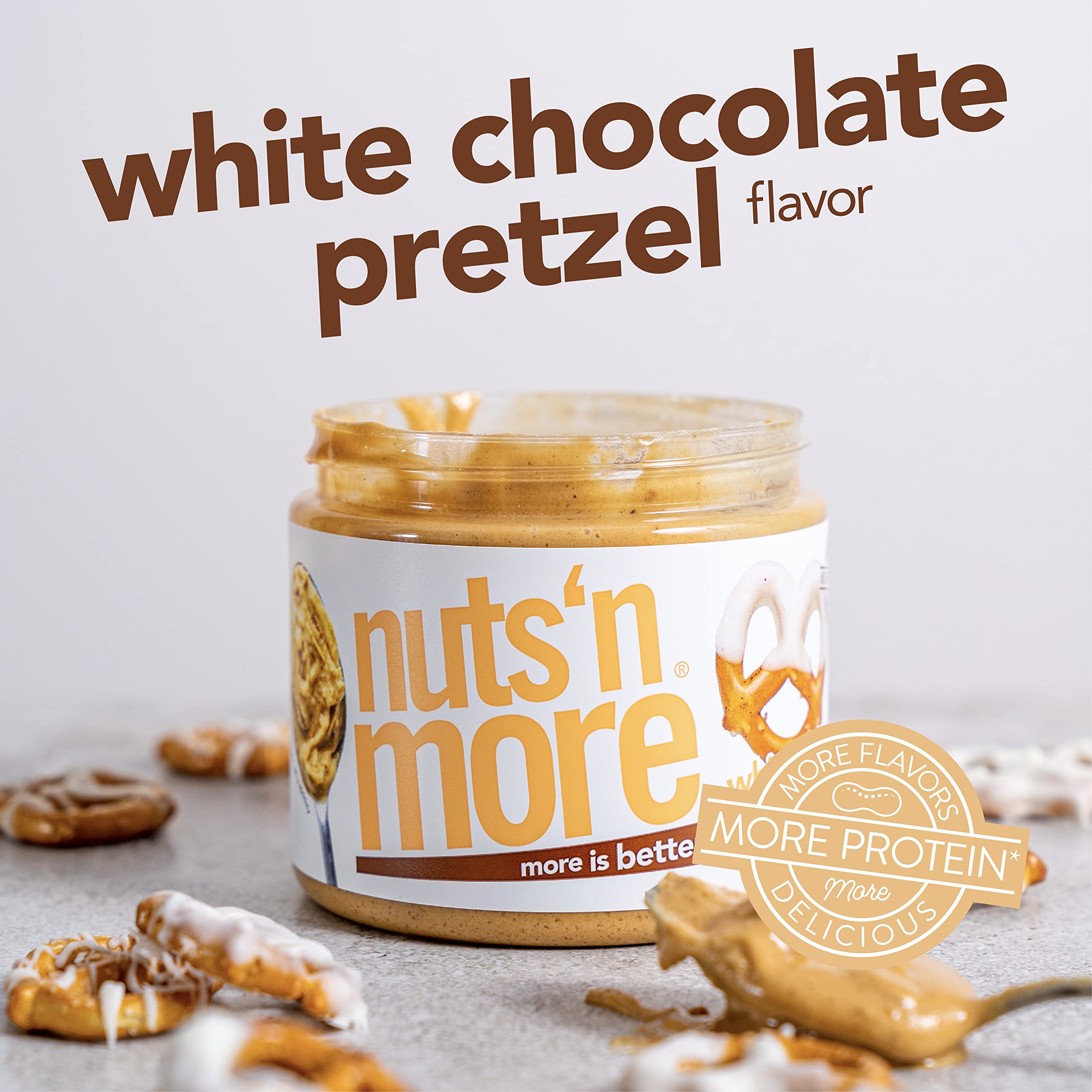 Nuts 'N More White Chocolate Pretzel Spread adds flavor to breakfast oats.