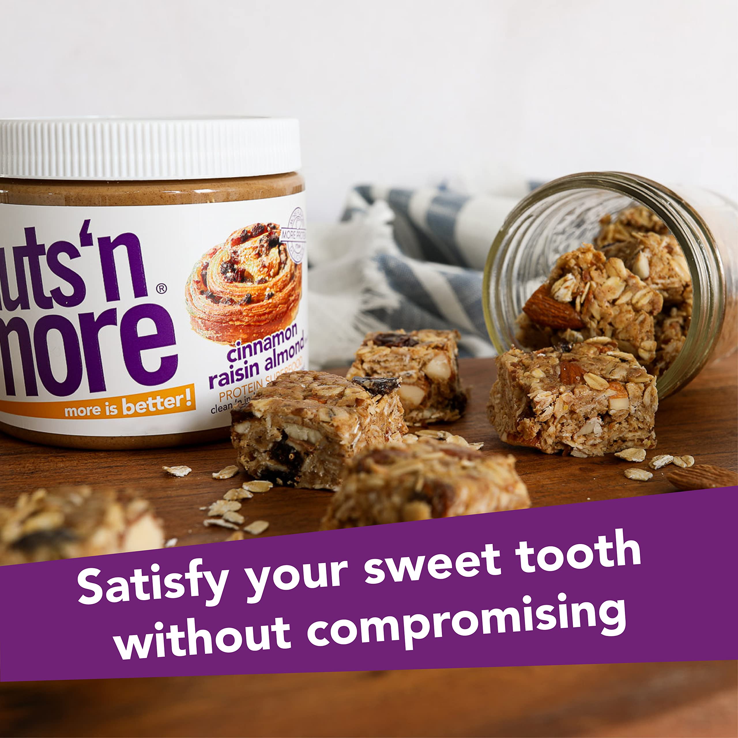 Nuts 'N More Cinnamon Raisin Almond Butter with fruit for a nourishing pairing