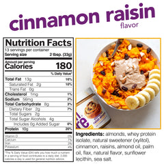Nuts 'N More Cinnamon Raisin Almond Butter spoon ready for a quick protein snack