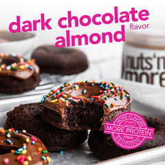Spoon with Nuts 'N More Dark Chocolate Almond Butter Spread for a quick protein boost