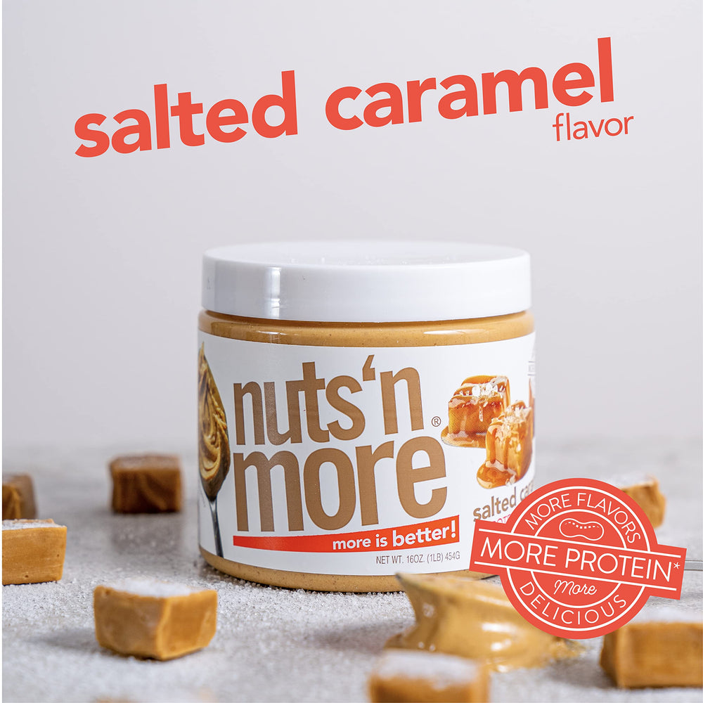 Nuts 'N More whey-protein enriched spread on pancakes adds flavor.