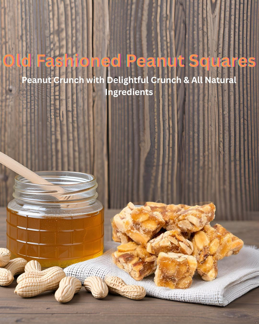 Nuts To You peanut squares used as a dessert topping over ice cream