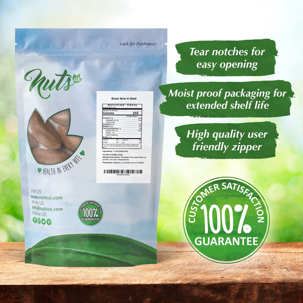 NUTS U.S. pasteurized Brazil nuts highlighting safe processing and clean taste.