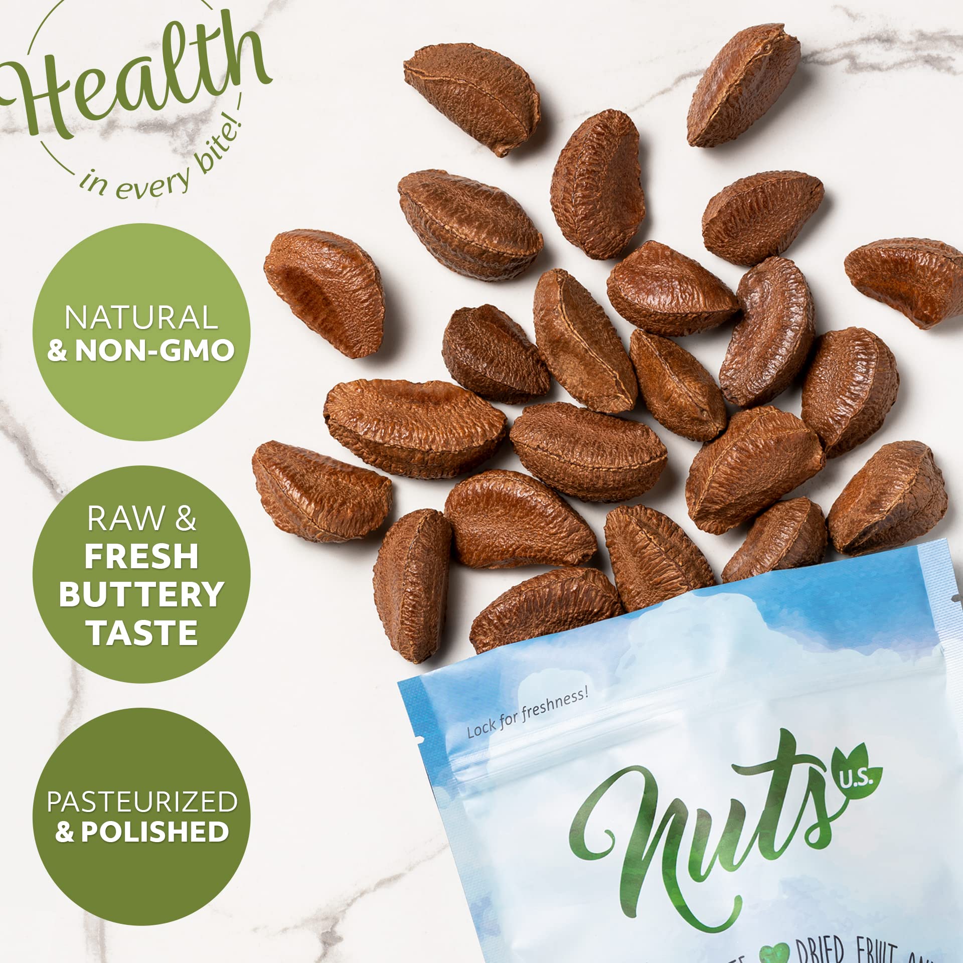 NUTS U.S. Brazil nuts are non-GMO and natural for daily snacking.