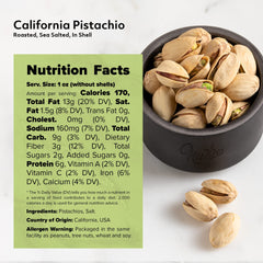 NUTS U.S. California Pistachios produced in California with fresh-roasted texture.