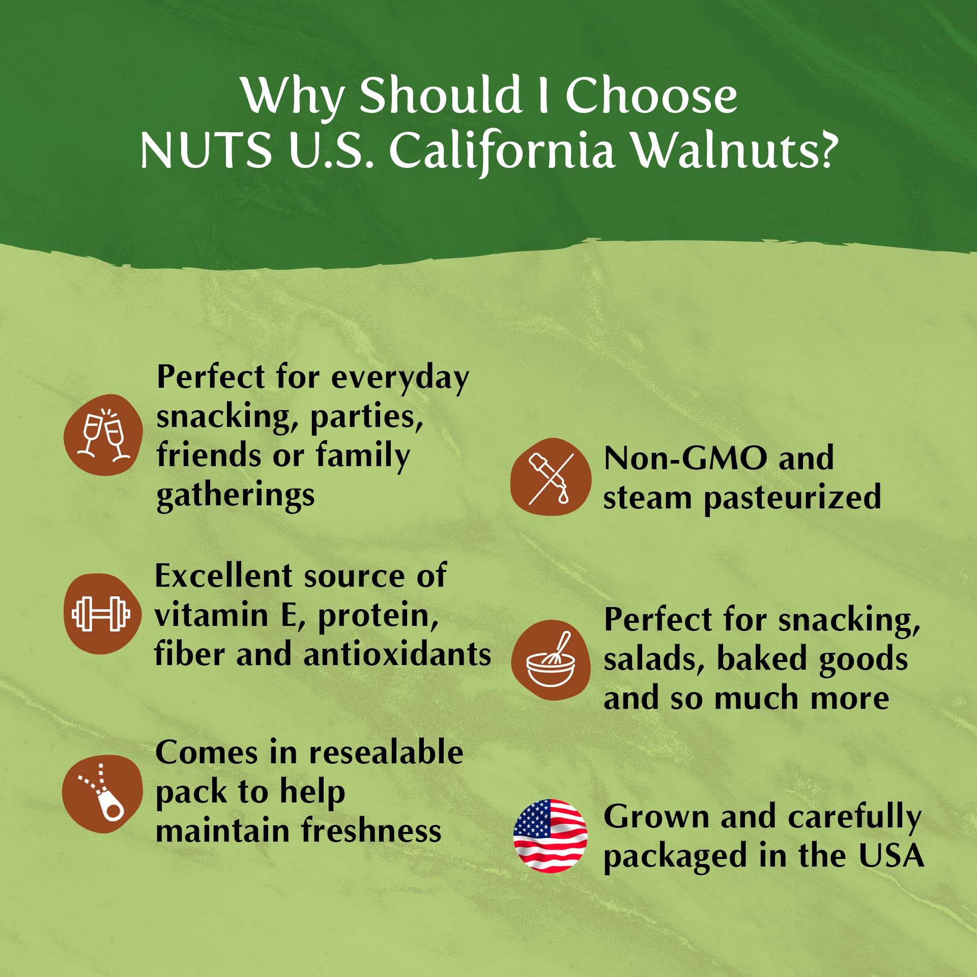 NUTS U.S. walnuts are Non-GMO, ideal for mindful snacking