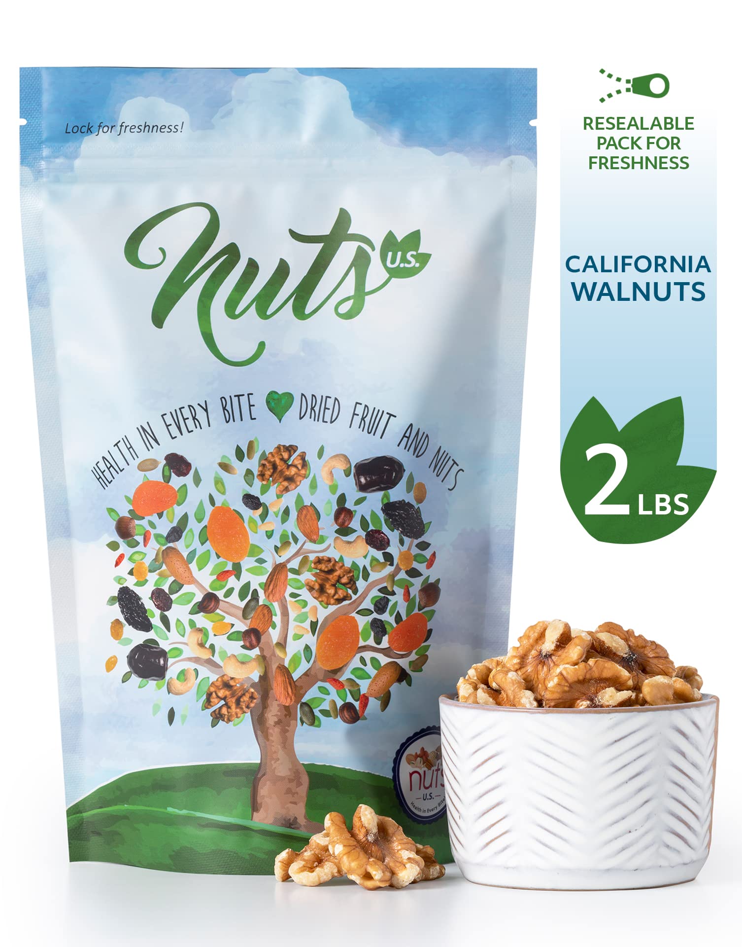 NUTS U.S. California walnuts, raw and crunchy for healthy snacking