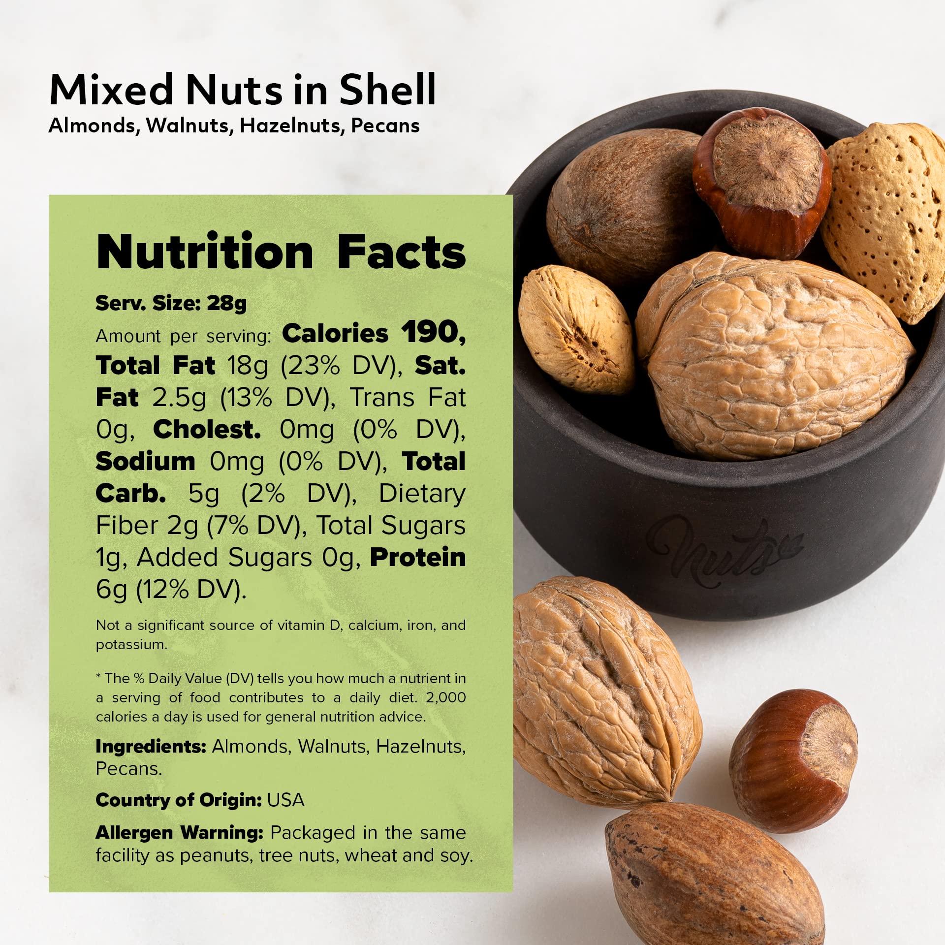 NUTS U.S. cracked shells revealing crunchy nut interior ideal for sampling.
