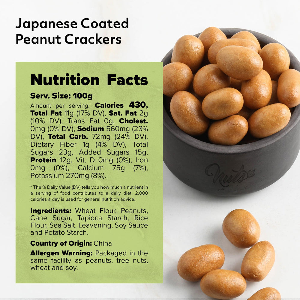 Close-up of the crunchy soy-flavored coating around peanuts.