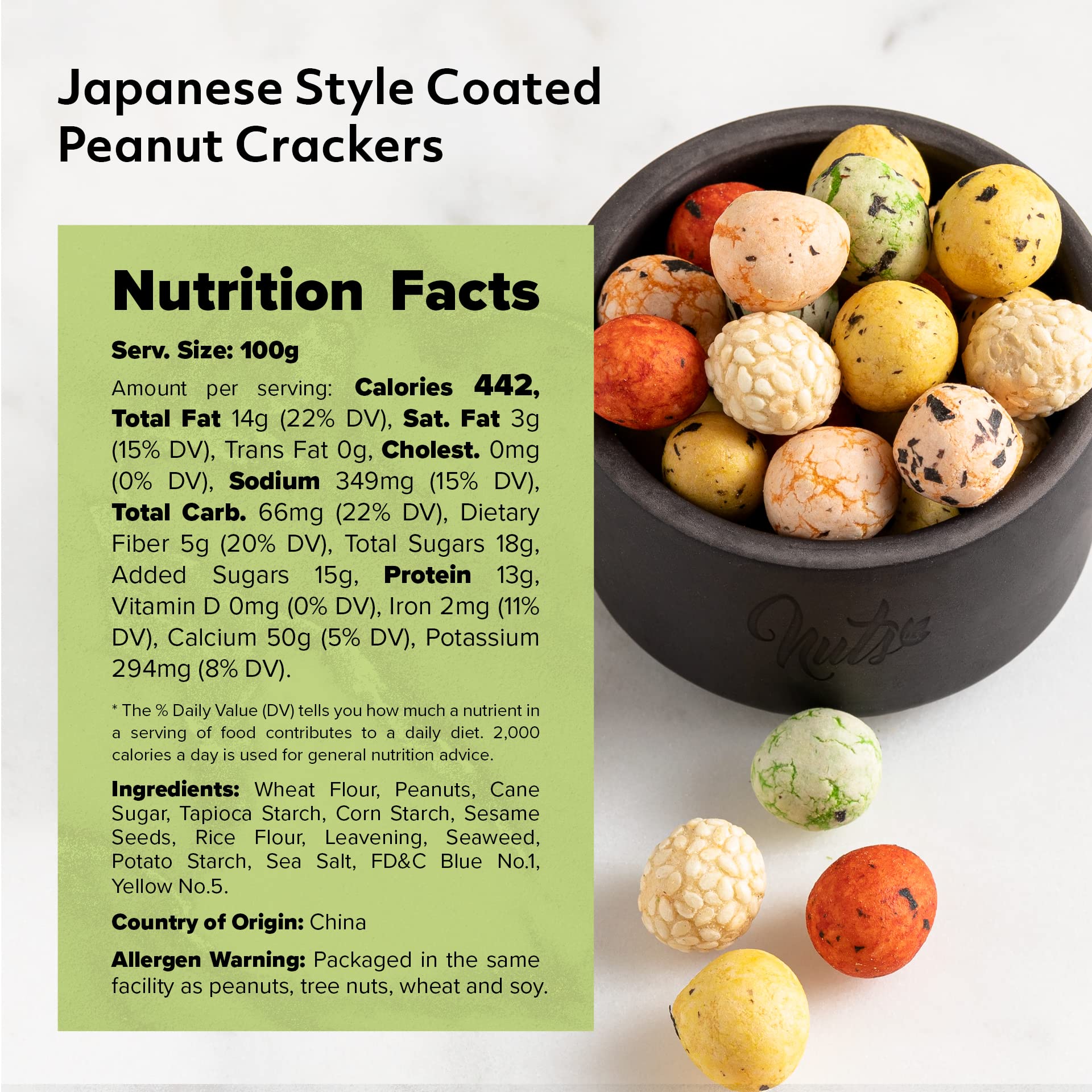 NUTS U.S. Crunchy coated shells revealing rich peanut flavor for satisfying bites.