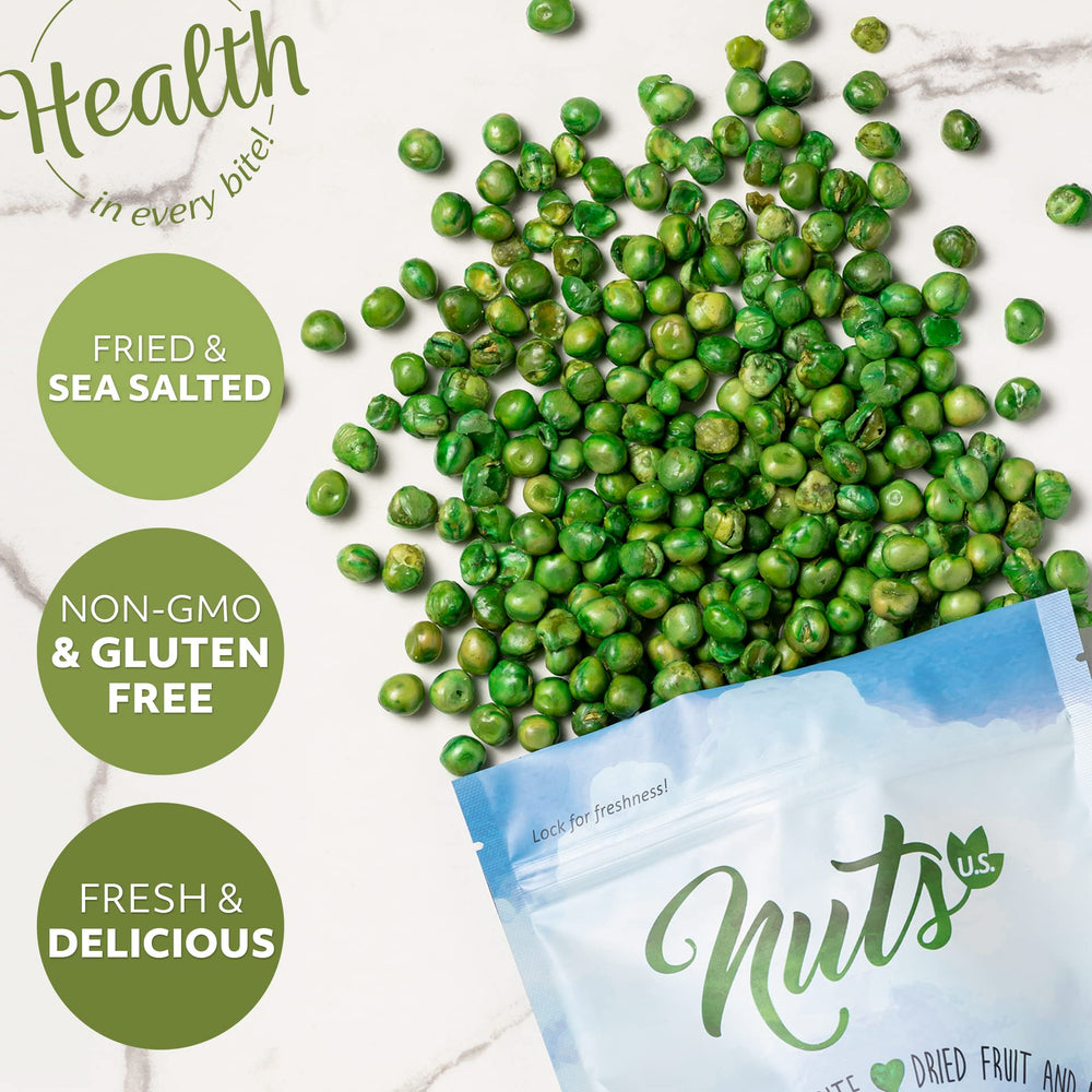 NUTS U.S. opened resealable bag shows fresh peas and crunch