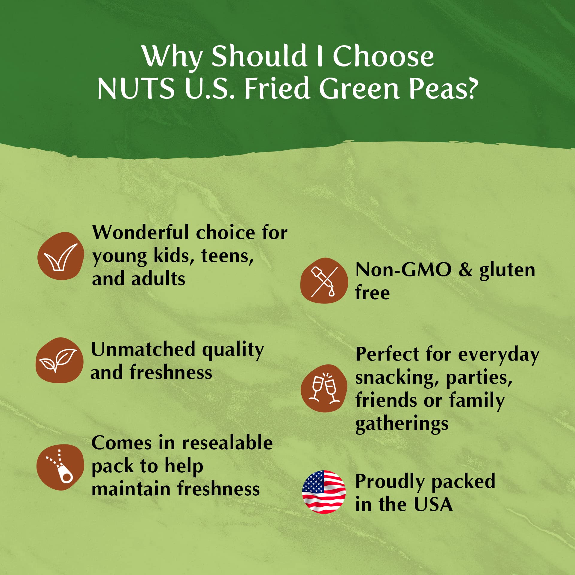 NUTS U.S. green peas ready for gatherings and bites
