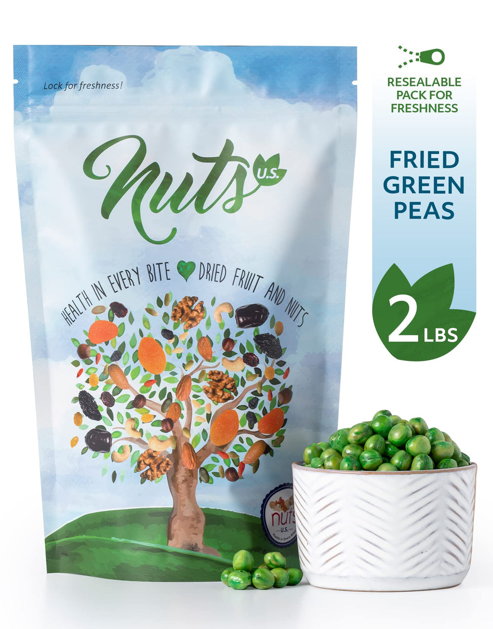 NUTS U.S. sea salted peas served in a bag for snacking