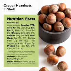 NUTS U.S. Oregon hazelnuts in-shell close-up texture shows rich color, ideal for snacking.
