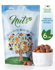 NUTS U.S. Oregon hazelnuts in-shell crack-open view for quick snacking.