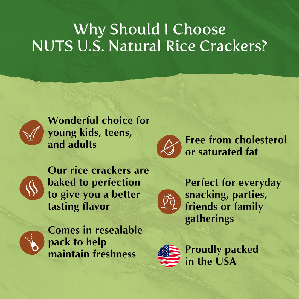 NUTS U.S. Oriental Rice Crackers ideal for dips and party platters.