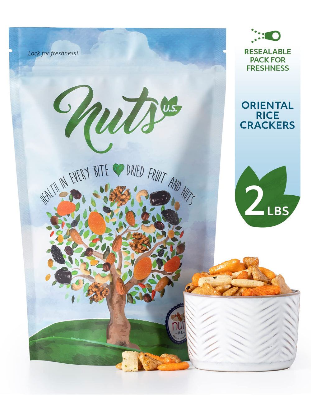 NUTS U.S. Oriental Rice Crackers on salads add texture and flavor.