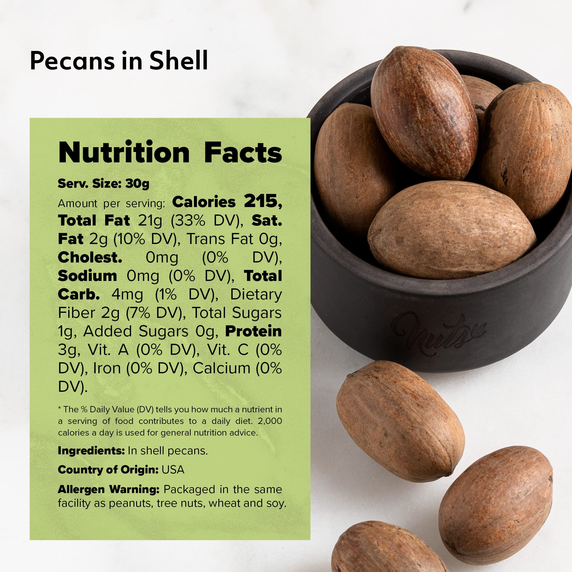NUTS U.S. pecans in shell are unsalted and additive-free.