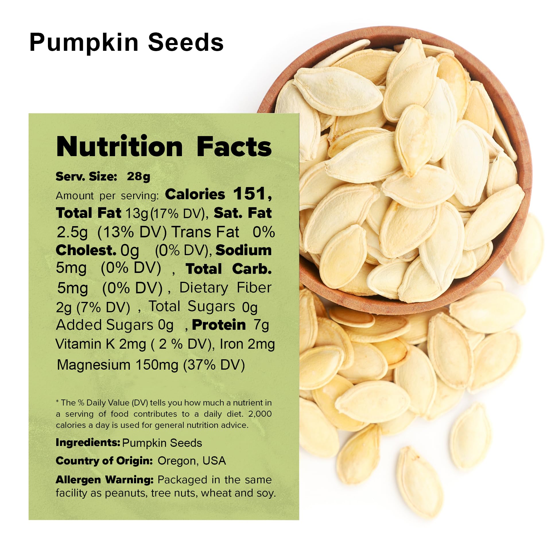 NUTS U.S. pumpkin seeds closeup texture highlights natural fats and fresh flavor.