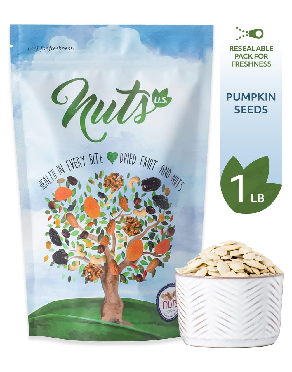 NUTS U.S. Pumpkin Seeds: USA-grown closeup with natural nutty aroma