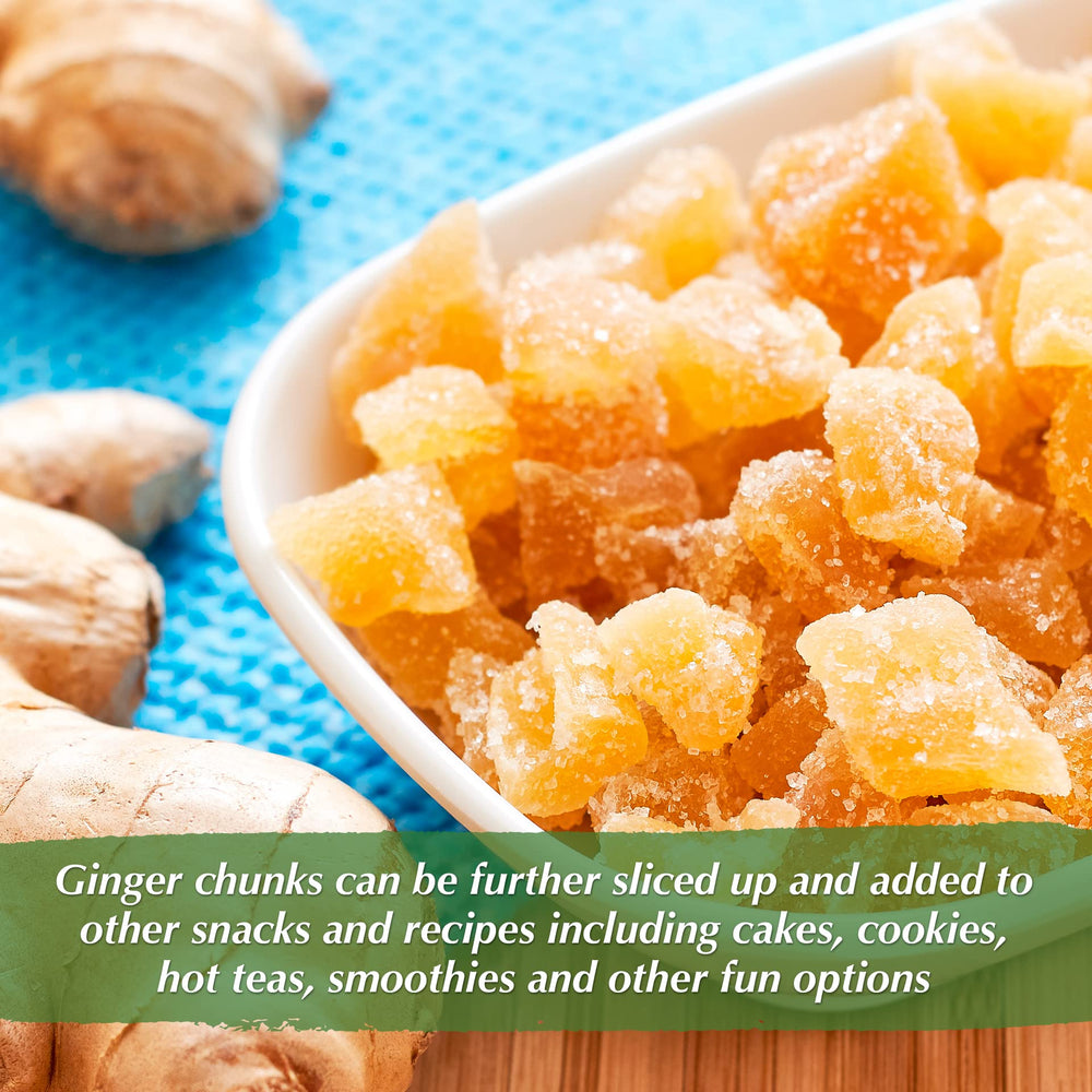 Ingredient label for NUTS U.S. crystallized ginger chunks.